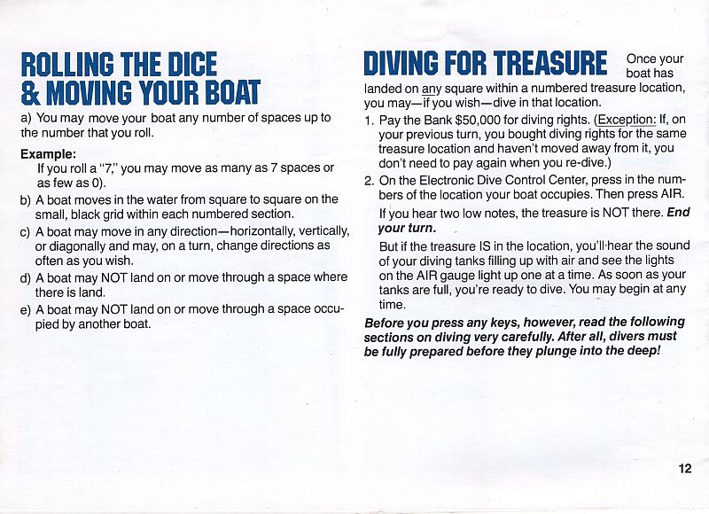 Lost Treasure Electronic Deep-Sea Diving Game Rules Page 14