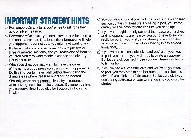 Lost Treasure Electronic Deep-Sea Diving Game Rules Page 18