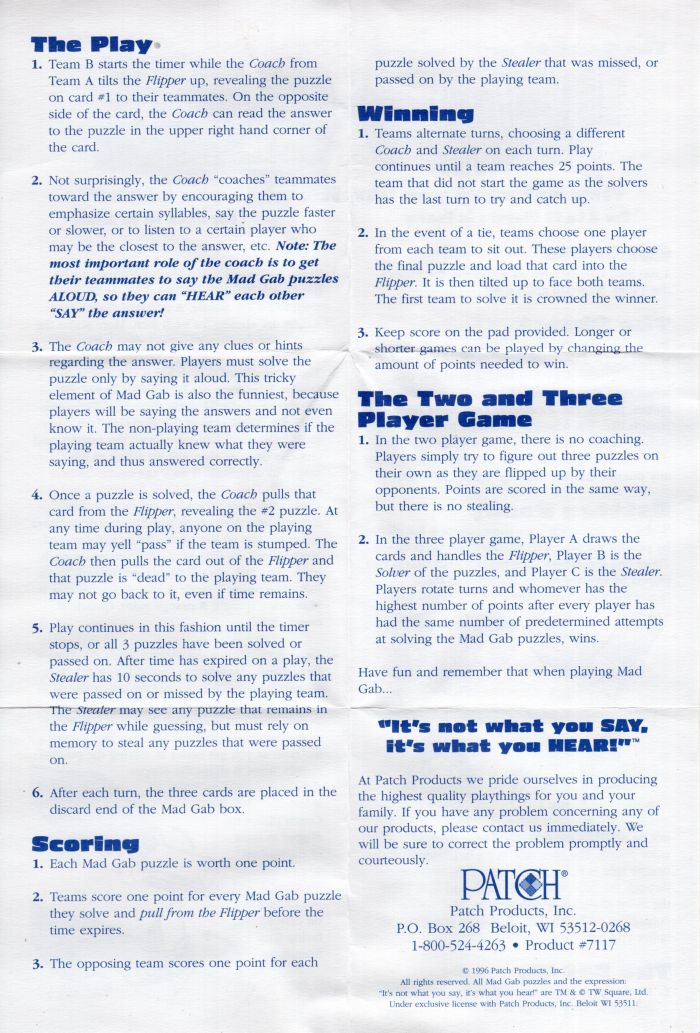 Mad Gab Rules Page 2