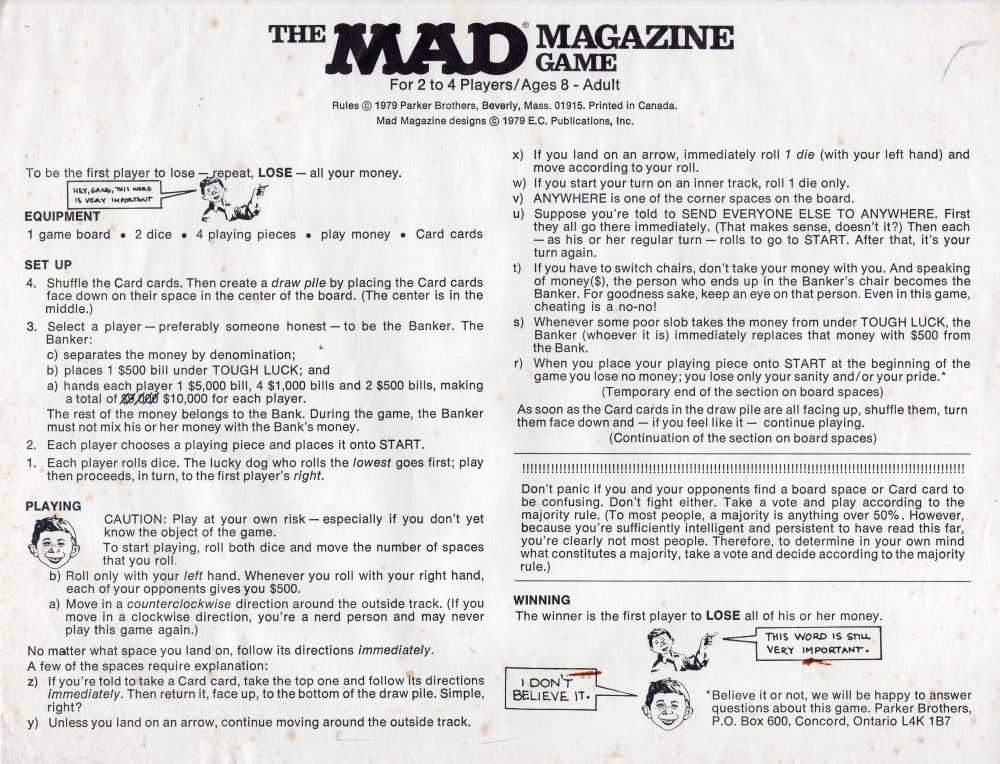 Mad Magazine Rules Page 1