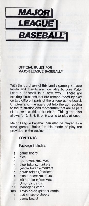 Major League Baseball Rules Page 1