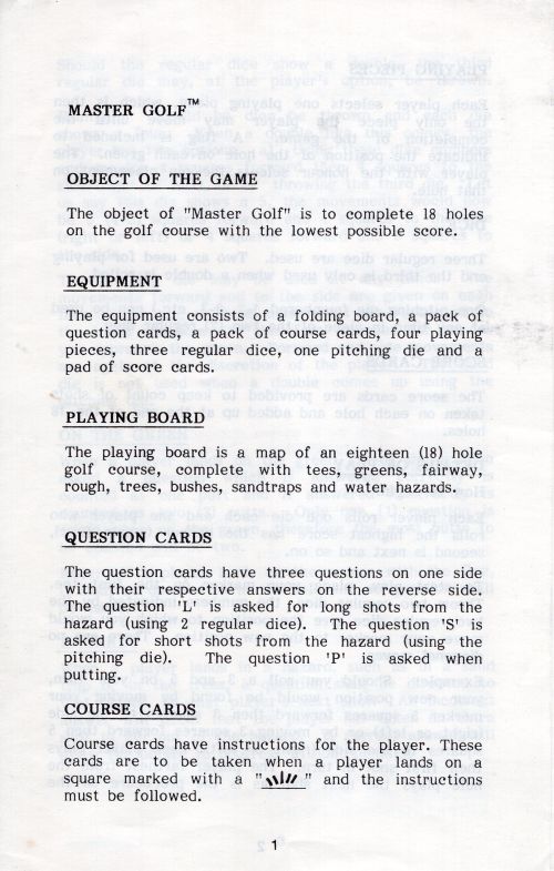 Master Golf™ Rules Page 1