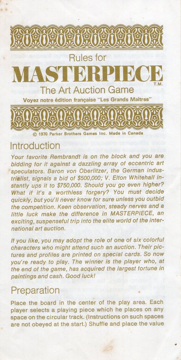 Masterpiece Rules Page 1