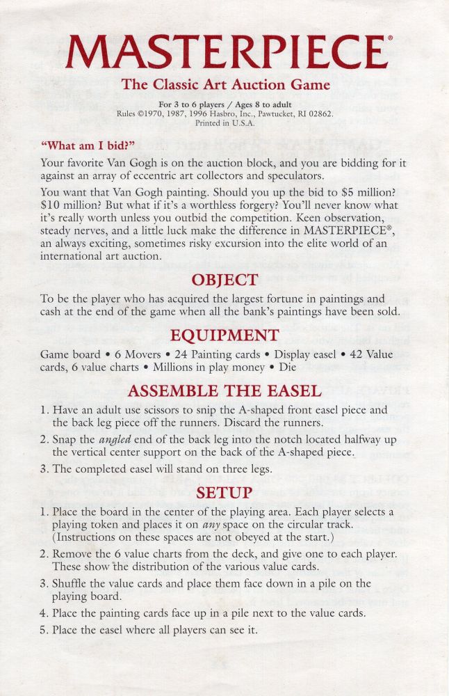Masterpiece Rules Page 1