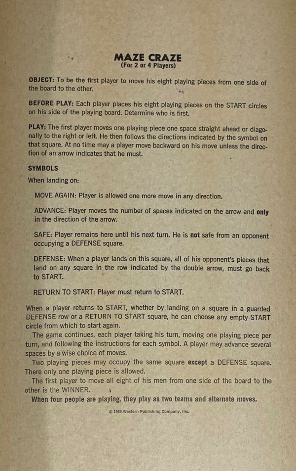 Maze Craze Rules Page 1