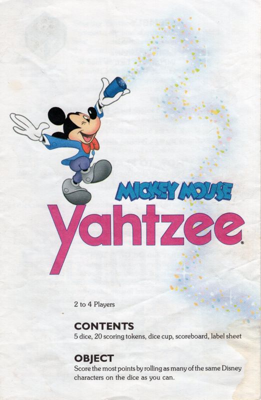 Mickey Mouse Yahtzee Rules Page 1