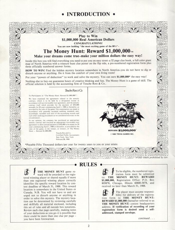 Money Hunt Rules Page 2