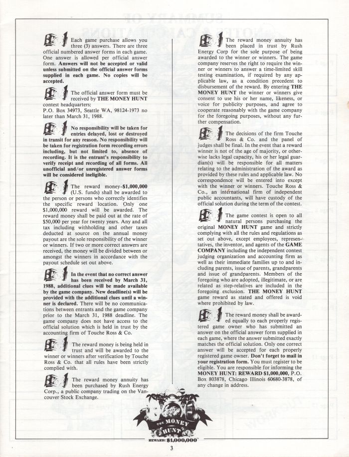 Money Hunt Rules Page 3