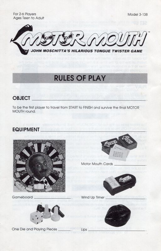 Motor Mouth Rules Page 1