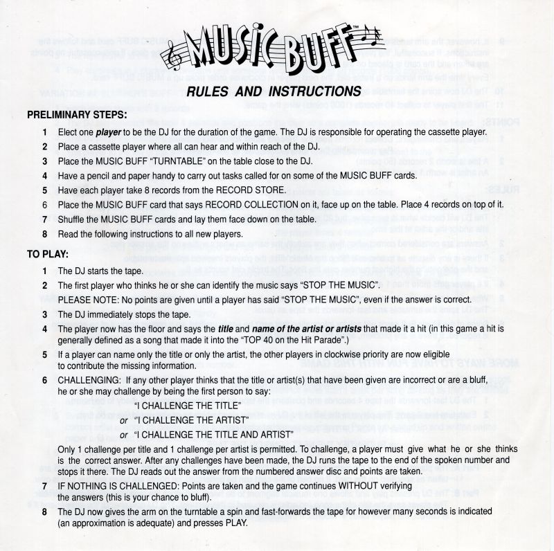 Music Buff Rules Page 1