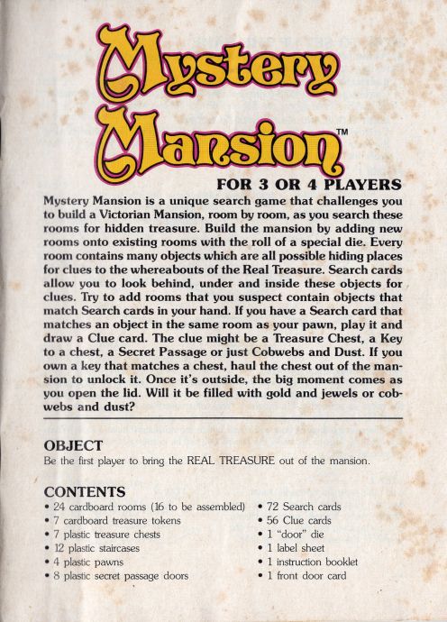 Mystery Mansion Rules Page 1