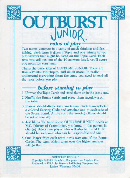 Outburst Jr. Rules Page 1
