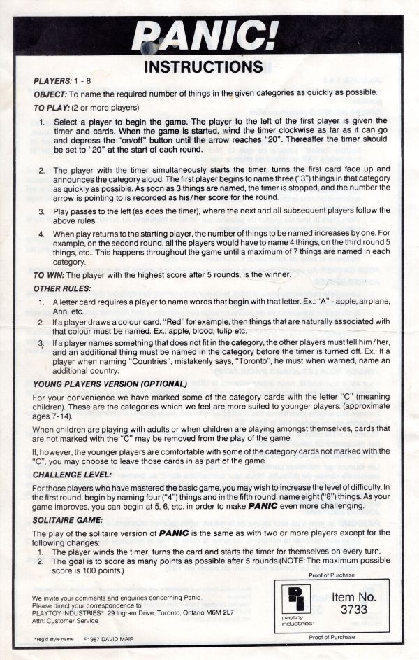 Panic Rules Page 1