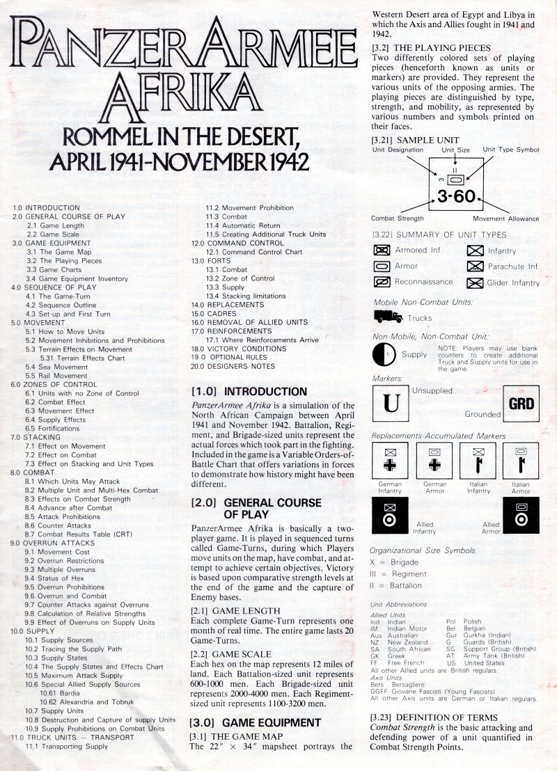 Panzer Armee Afrika Rules Page 1