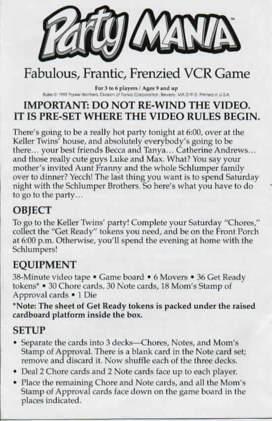 Party Mania Rules Page 1