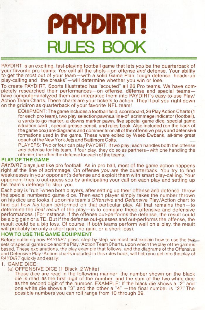 Paydirt Rules Page 1