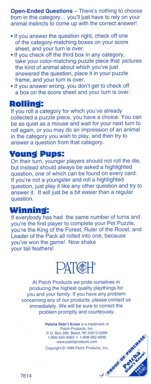 Petcha Didn't Know Rules Page 2
