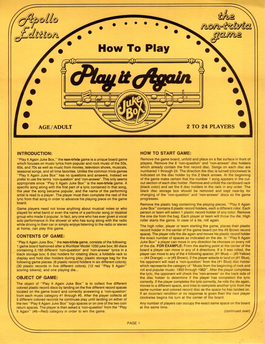 Play it Again Rules Page 1
