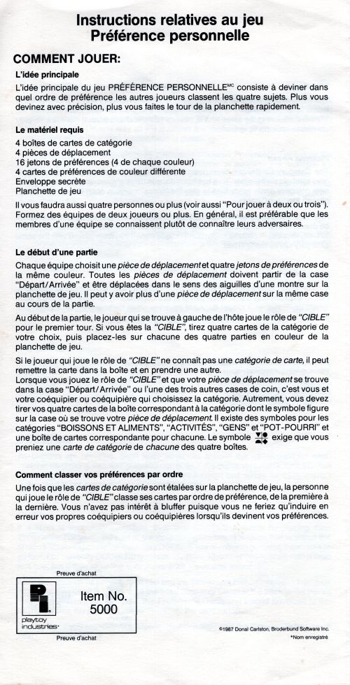 Préférence personnelle Rules Page 1