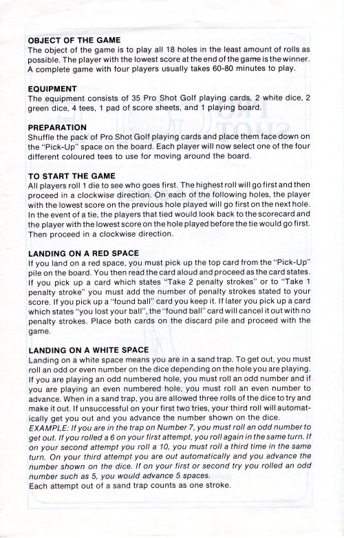 Pro Shot Golf Rules Page 2
