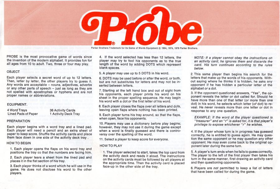 Probe Rules Page 1