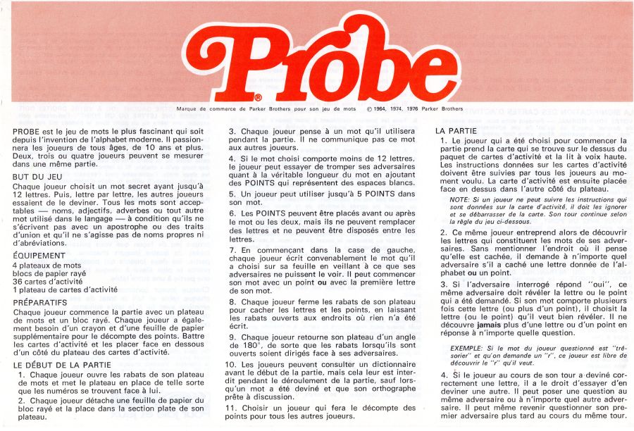 Probe Rules Page 1