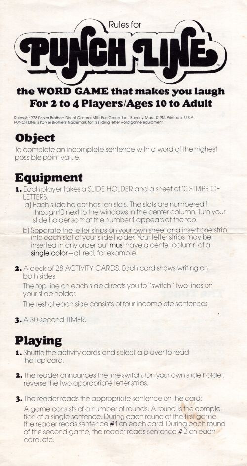 Punch Line Rules Page 1
