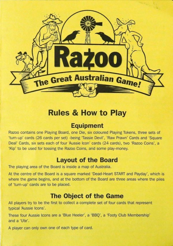 Razoo - The Great Australian Game Rules Page 1