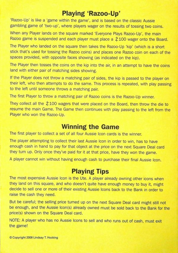 Razoo - The Great Australian Game Rules Page 4