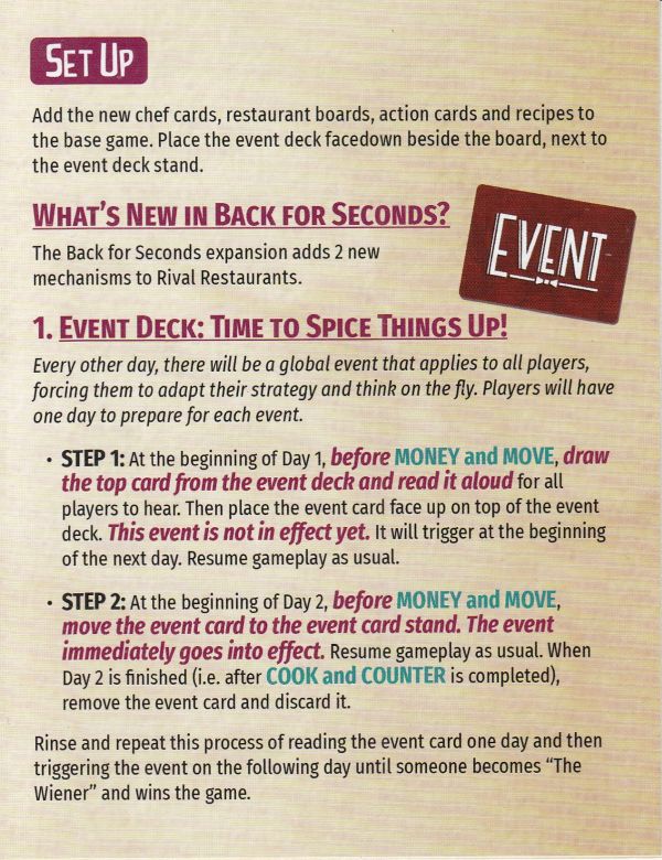 Rival Restaurants - Back for Seconds Expansion Rules Page 4