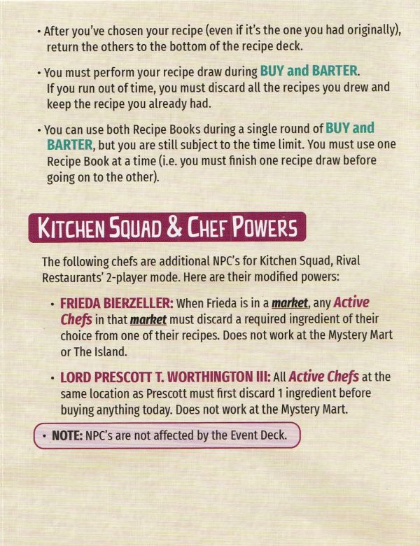 Rival Restaurants - Back for Seconds Expansion Rules Page 6