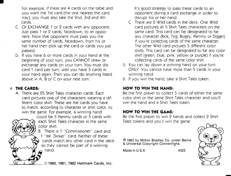 Shirt Tales Card Game Rules Page 2