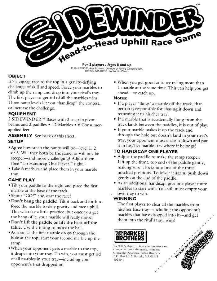 Sidewinder Rules Page 1