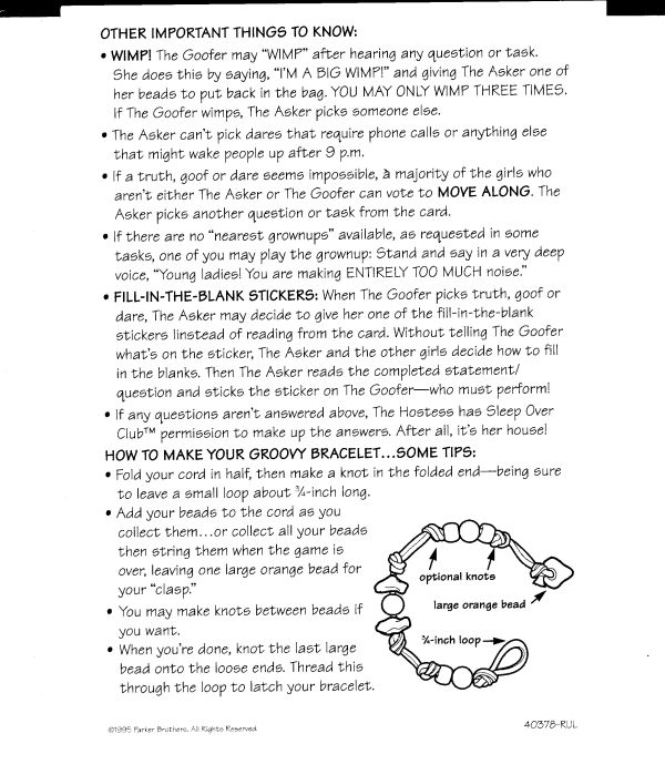 Sleep Over Club - Goof or Dare Night Rules Page 2