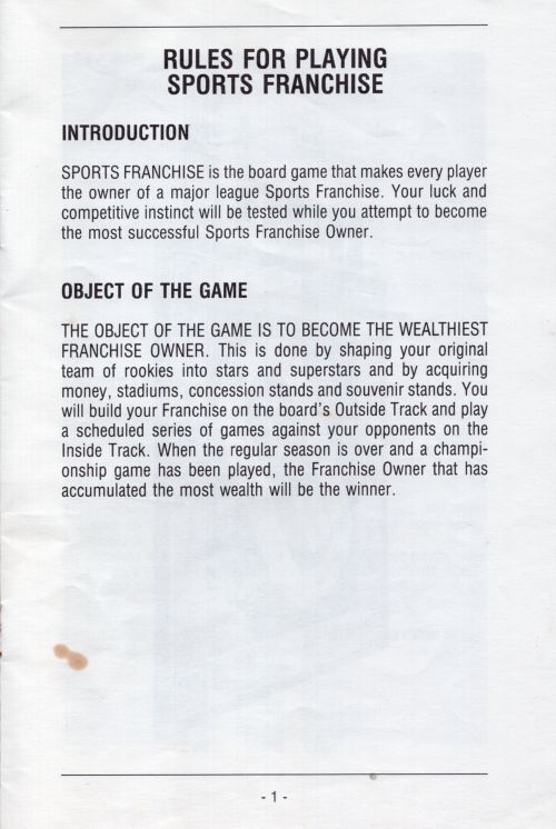 Sports Franchise Rules Page 2