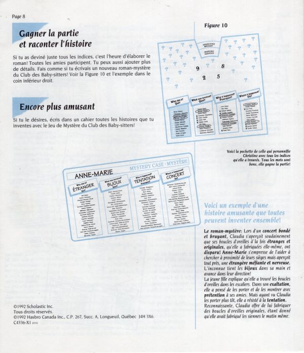 The Baby Sitters Club - Jeu de mystère Rules Page 8