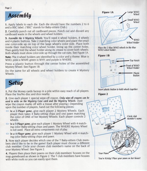 The Baby Sitters Club - Mystery Game Rules Page 2