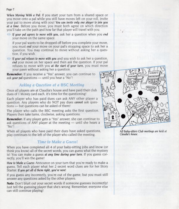 The Baby Sitters Club - Mystery Game Rules Page 7
