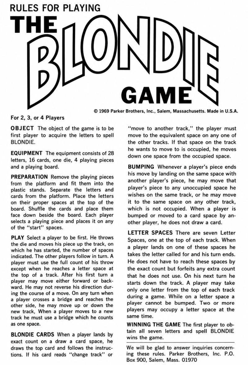 The Blondie Game Rules Page 1