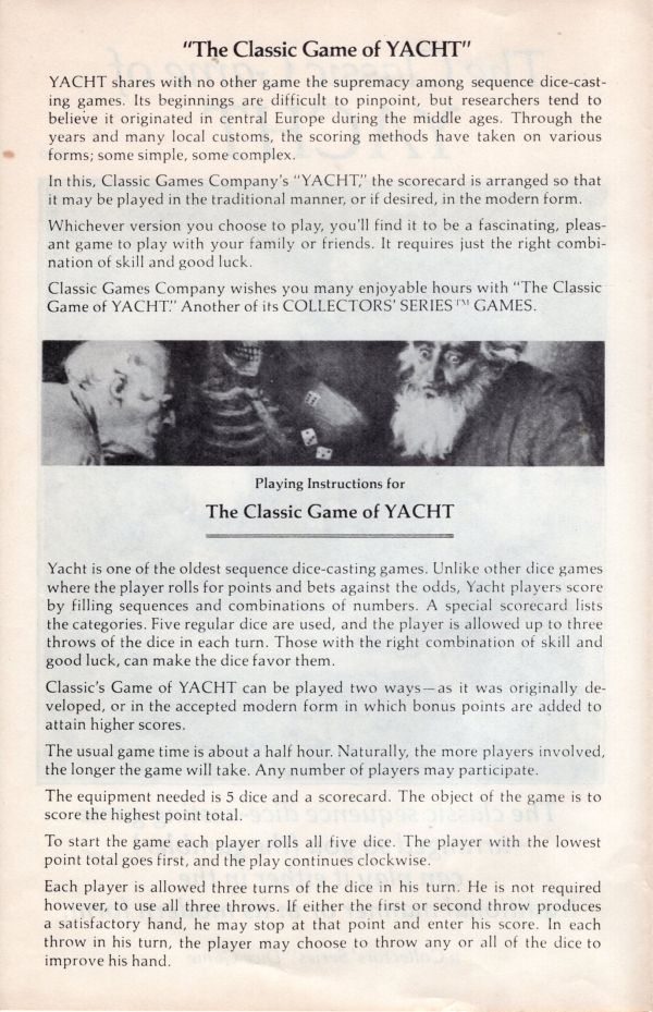The Classic Game of Yacht Rules Page 2