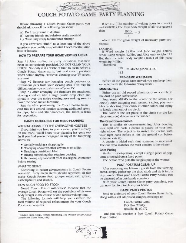 The Couch Potato Game Rules Page 7