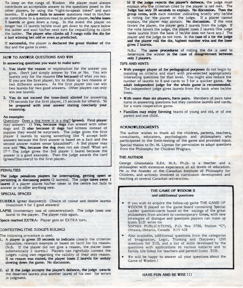 The Game of Wisdom Rules Page 2