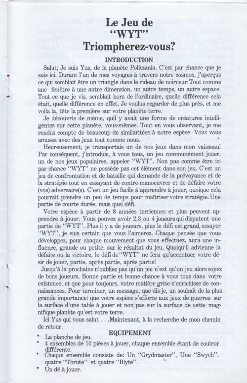 The Game of WYT Rules Page 2