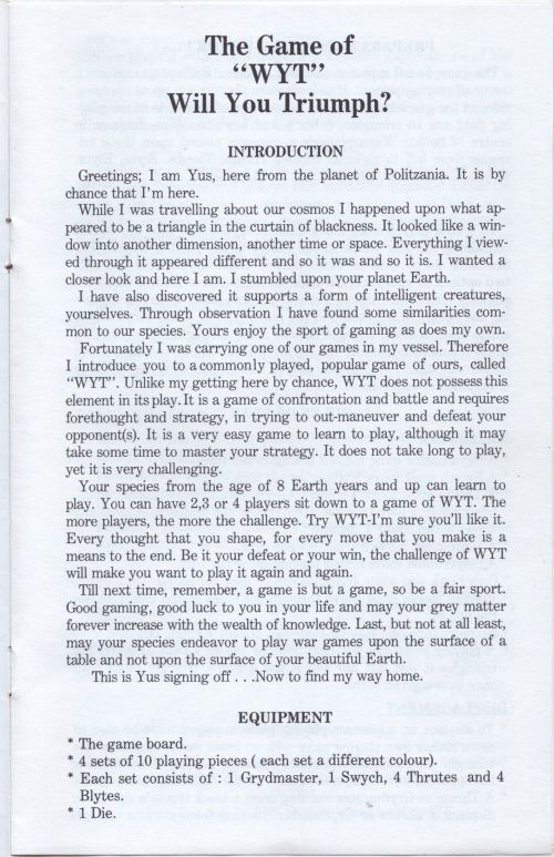 The Game of WYT Rules Page 2