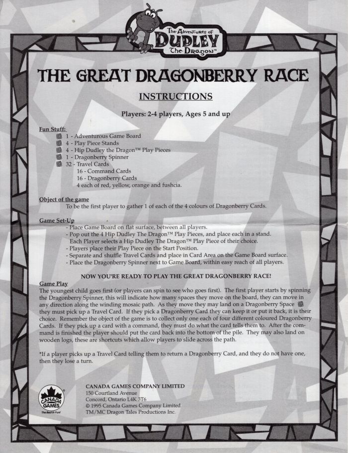 The Great Dragonberry Race Rules Page 1