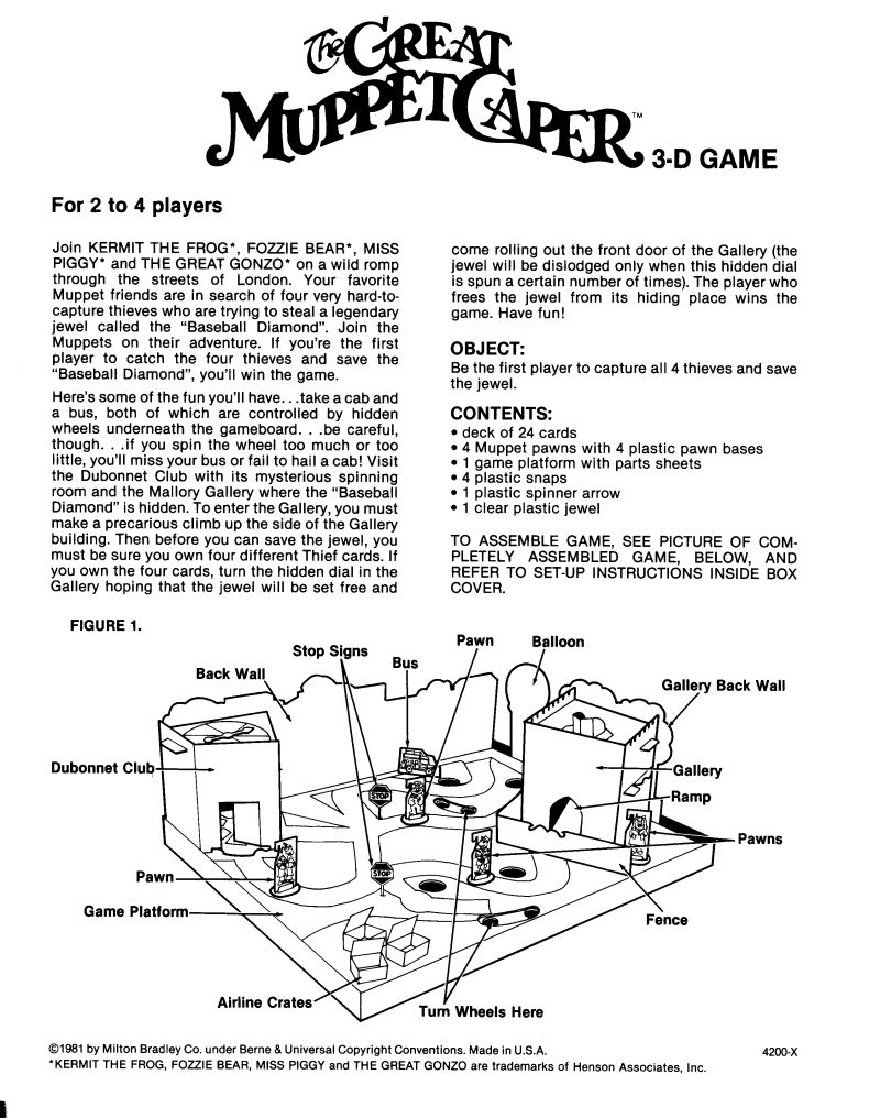 The Great Muppet Caper 3-D Rules Page 1