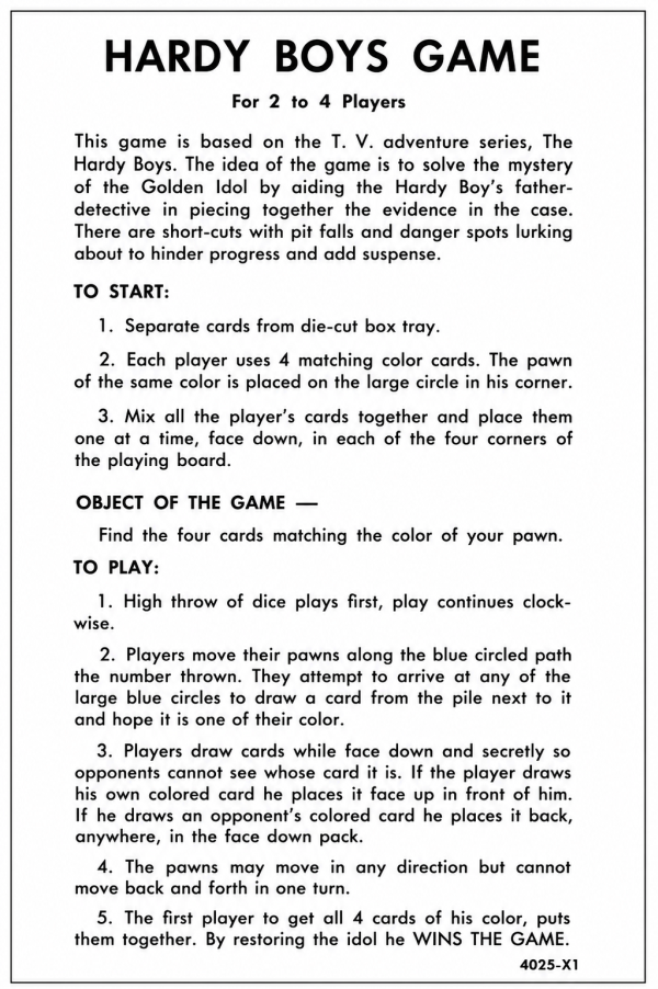 The Hardy Boys Game Rules Page 1