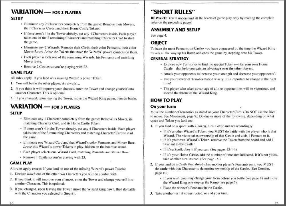Tower of the Wizard King Rules Page 9
