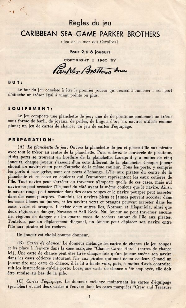 Trade Winds - Caribbean Sea Game Rules Page 1