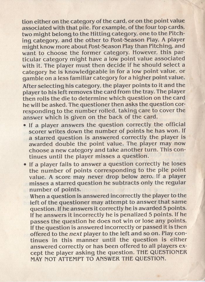 Trivia Major League Baseball Ed. Rules Page 3